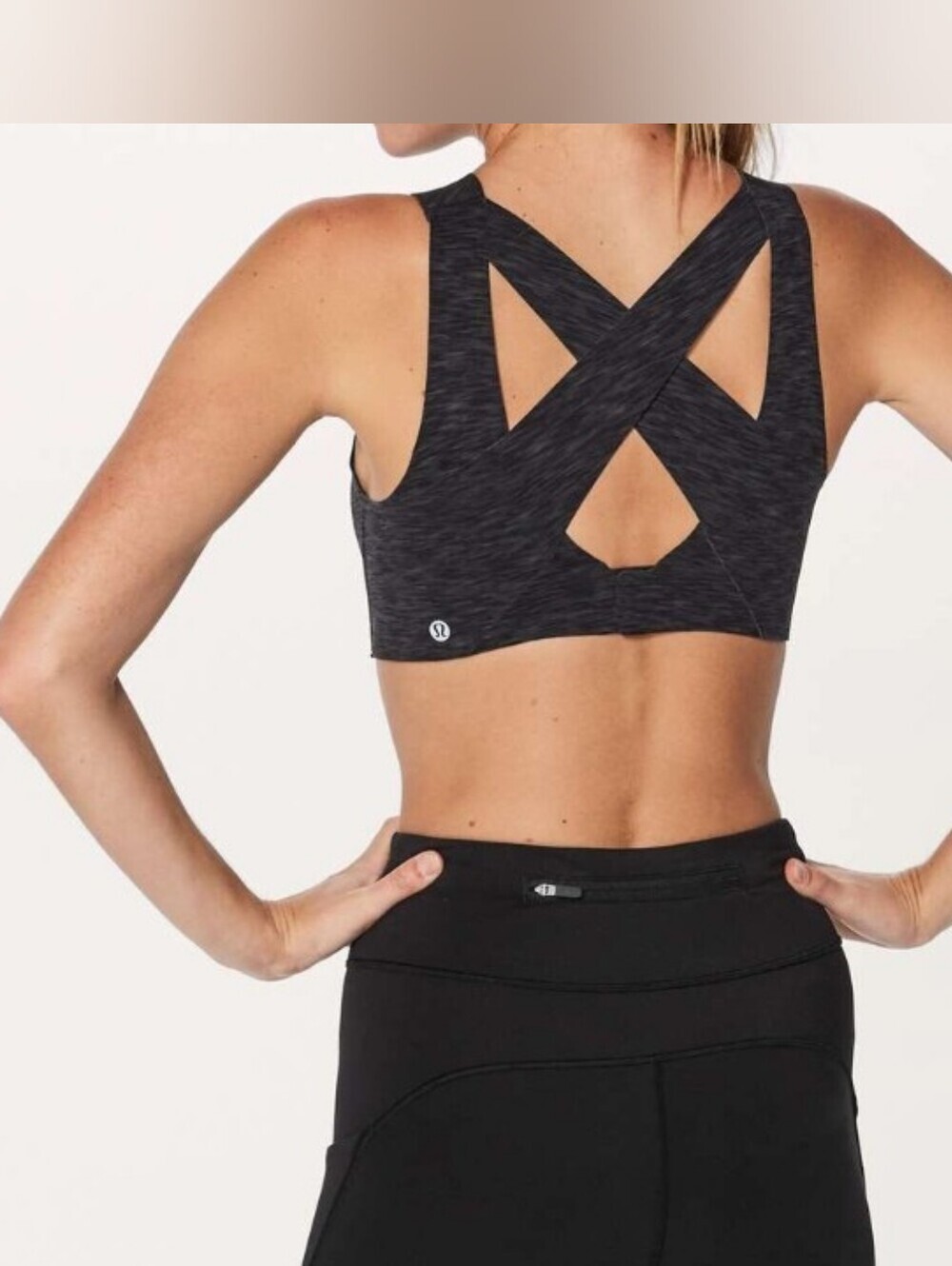 lululemon Enlite Bra High Support Size DD34 Static Rain Dark Cast Black.